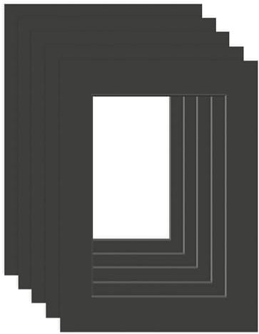 DEHA Design Passepartout (5er Set) Karton 30x40 cm für Bilder im Format 20,5x29,5 cm (DIN A4), Schwarz