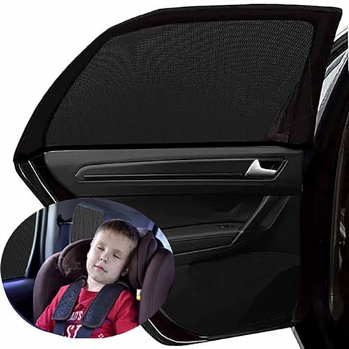 Jeffica Auto-Sonnenschutz, 2 Stück Seitenfenster Sonnenschutz Auto Kinder mit UV Schutz, Universal Sonnenblende Auto Netz, für Meshmaterial Schützt Mitfahrer, Haustiere