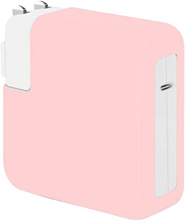 LCMOCICO Soft Silicone 70W Charger Protector Case Cover Sleeve for 2022 2023 2024 MacBook Air 13.6 Air 15 inch M3 M2 70W Power Adapter Cover for MacBook Pro 14 inch M3 2023, Pink