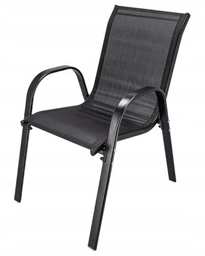 JUMI Praktischer Gartenstuhl Fiesta - 51 x 84 x 72 cm, Balkon Möbel, Funktioneller Stuhl für den Balkon - aus UV-beständigem Material - Textilene-Netz, Schwarz