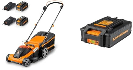 LawnMaster CLMF4841E Tondeuse Electrique Gazon 48V Max 2x24V 4.0Ah Batterie, 41cm & BATERÍA LI ION LAWNMASTER 24V 4.0AH