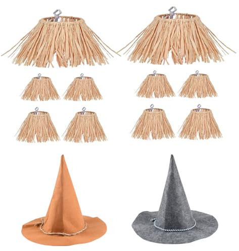 MEISH 12pcs Halloween Scarecrow Costume Set Scarecrow Hat Scarecrow Straw Kit Scarecrow Costume Accessories for Halloween Party