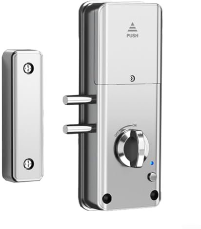 Getdoublerich Verrou de porte coulissante pour contrôle par application, serrure de porte intelligente invisible en bois avec application/carte pour déverrouiller (argent)