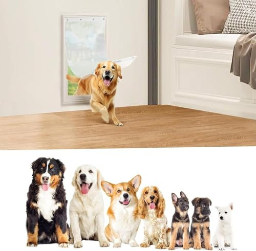 Große Ersatzklappe für die Hundetür, Haustierklappe Hundeklappe Katzenklapp mit Magnet Geschlossen, Maße: 45.8 x 25 cm, langlebiger, energieeffizienter, weniger Schrumpfung, BPA-frei (45.8X25cm)