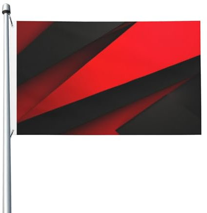 Drapeau rouge et noir de 0,9 x 1,5 m - Drapeau de jardin double face amusant pour l'extérieur - Bannière de fête pour décoration murale d'intérieur et d'extérieur
