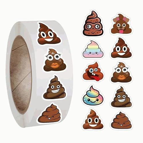 PLAYZOCO Kothaufen-Aufkleber für Kinder, Emoji-Aufkleber, 2,5 cm, 500 Stück, Multicolor, Rolle, Sticker, Dekorationen, pädagogische Zwecke, künstlerische und handwerkliche Aktivitäten