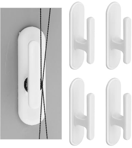 4 Pieces Blind Cord Winder Hooks & Holder, Adhesive Wall Hook Wrap Cleats for Children Proofing Home Office Window Blinds Curtains Sun Shades Ropes (White)