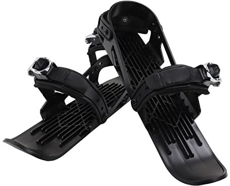 Mini-Ski-Skates, Winter-Skischuhe, mit Metallkanten und Verstellbarem Riemen, für Abfahrtspisten, Wintersport für (Schwarz)
