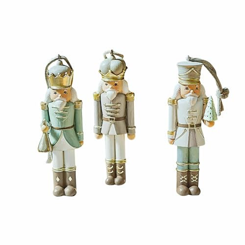 Loberon Anhänger 3er Set Randolph, Nussknacker-Design, Handgefertigt und -bemalt, Liebevoll im Detail, Christbaumschmuck, Weihnachtsdeko, Weihnachten, Polyresin, bunt