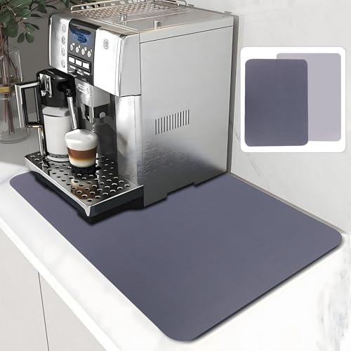 Bomiclss Dish Draining Mat for Kitchen Counter, 2 Pack Super Absorbent Drying Mat, Coffee Machine Mat Non-Slip Coffee Tamper Mat Multi-Purpose Dish Sink Pet Absorbent Pad Reduces Odours