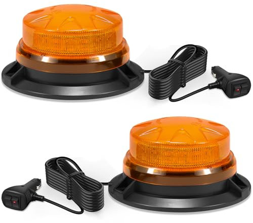 antom lampeggiante led 2 Pezzi, 9-60V lampeggiante trattore con Cavo da 3 Metri e Doppio Interruttore per Carrelli Elevatori, Trattori, Rimorchi, UTV, SUV - Ideale per Cantieri e Traffico Stradale