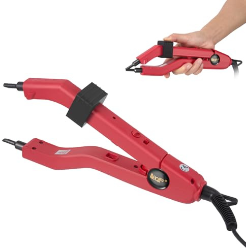 Hair Extensions Iron,Electrothermal Hair Extension Tools,210°F-390°F Temperature Adjust Fusion Heat Iron Connector (Red)