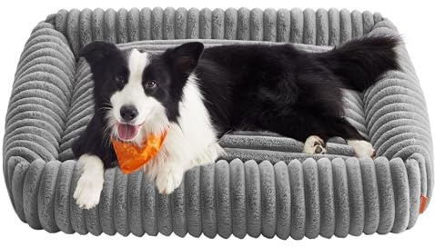 Feandrea Large Dog Sofa Bed, Soft Padding, Washable, 106 x 75 x 20 cm | Dog Bed, Dove Grey, BADDI Collection PGW313GD01
