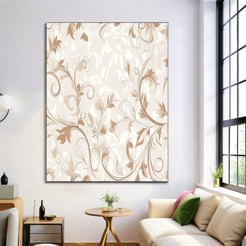 DLERFLOVR Leinwandbild Wirbelnde Reben Wandbild Kunstdruck Landhausstil Große Canvas Gemälde Wandkunst für Wohnzimmer Schlafzimmer Büro Wanddeko 20L x 30B cm, Creme