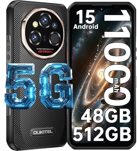 OUKITEL WP55 Ultra, Telephone Portable Incassable, Imagerie Thermique, 6.6”FHD+ 120 Hz, 48 Go + 512 Go / 2 to, Android 15, débloqué, 11000 mAh, 108 MP+ 32 MP, Double SIM 5G / NFC/Face ID, Noir