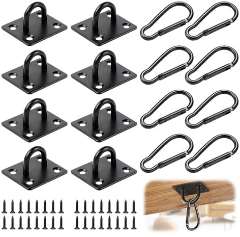 GWBPES 8PCS Pad Eye Plate, Marine Hardware Ceiling Hooks Oblong Eye Plate Hooks Stainless Steel Staple Hook Loop Square Ceiling Hook Loop for Hanging Basket Planters Roof Beam Shade Sail