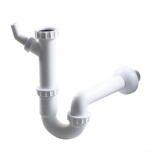 GLFLOW U Bend Drain Pipe, Kitchen Sink Drain Pipe With U-Bend 40Mm Wall Mounted Design Connects Dishwasher Water Outlet White
