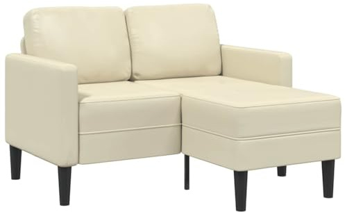 XHNIFBN L-Form Chaiselongue Sofa Creme 125 cm Mini Ecksofa Kunstleder Robust & Platzsparend für Wohnzimmer Jugendzimmer Büro