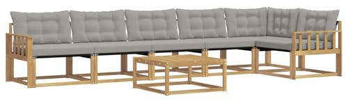 vidaXL Outdoor-Sofagarnitur 7 pcs Weiß und Hellgrau 79 x 79 x 37 cm, Garten Sofa für draußen, modernes Lounge Set, langlebige Möbel für die Terrasse, bequemes Sitzen