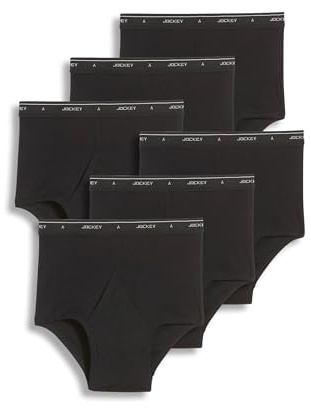 Jockey Classic Full Rise Brief- 6 Pack - 100% Cotton Underwear for Men, Black, 38