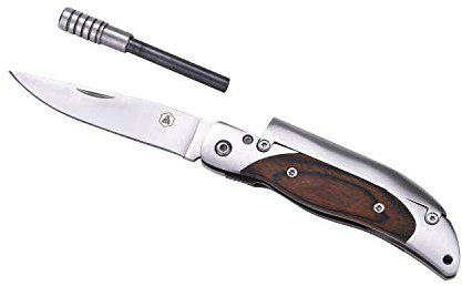 LAGUIOLE - Taschenmesser mit Feuerstein - Palisandergriff - Praktisch für eine Outdoor-Aktivität - Edelstahlklinge 7 cm - Edelstahl, Palisander - Dunkelbraun