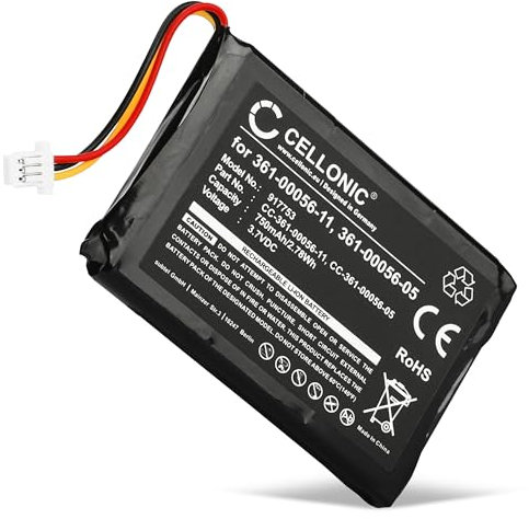 CELLONIC, battery sat nav compatible with Garmin Camper 770 LMT-D, Nüvi 42, Nüvi 2689 (750mAh, 3.7V) Replacement battery 361-00056-05 361-00056-11