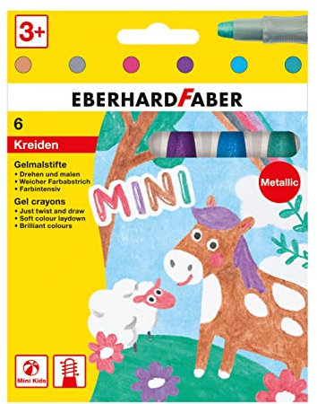 Eberhard Faber 529106 - Gelmalstifte Metallic mit weicher Mine und Schiebehülse, 6 Gelstifte im Kartonetui