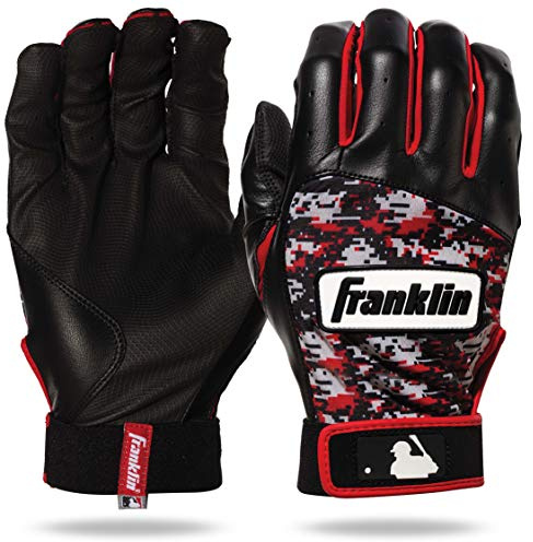 Franklin Sports Adult MLB Digitek Batting Gloves, Medium, Pair, Grey/Black/Red