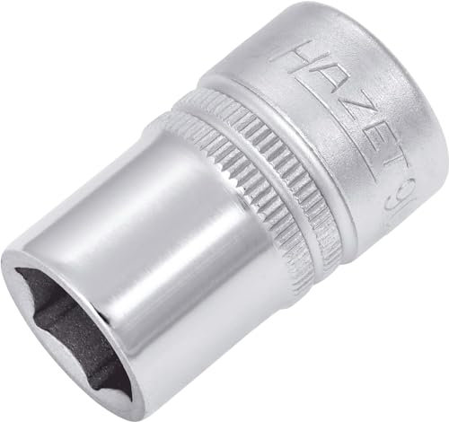 HAZET Steckschlüsseleinsatz 900-14 I 12,5 mm Vierkantantrieb, 14 mm Schlüsselweite, mit Rändelung I Steck-Nuss mit verchromter und polierter Oberfläche für Handbetätigung