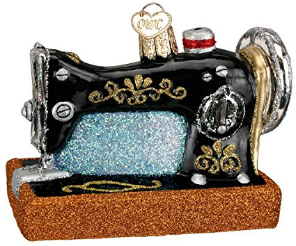 Old World Christmas Hobbies Gifts Glass Blown Ornaments for Christmas Tree Sewing Machine, 2.75, Multi Color