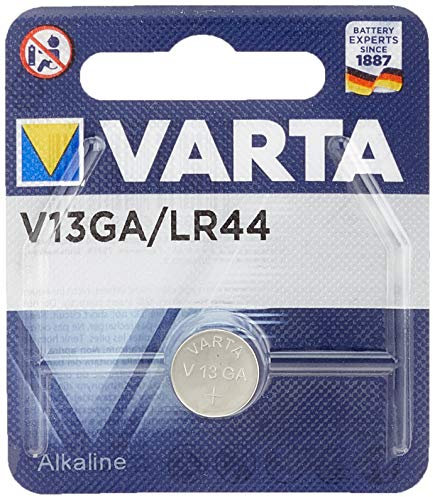 Varta V13GA, LR44, A76, 82, LR1154, 357A pila a bottone, 125mAh, Paco da 5