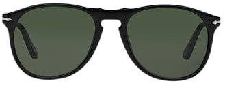 Persol Unisex PO9649S Sonnenbrille, Schwarz (Gestell: schwarz, Gläser: grün-klar 95/31), Medium (55)