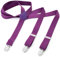 Herren Damen Long Hosenträger Y Form Style 3er Clips elastisch Schmal Unifarbe und Bunt mit verschiedenen Motiv, Violett (Violett),Gr. One Size
