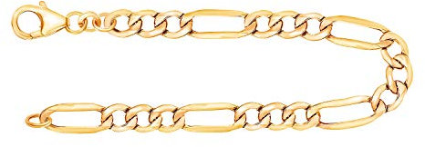 EDELIND 8 Karat / 333 Gold Armband Herren 3.4 mm Bracelet Figarokette hohl Gelbgold Länge 19 cm Armkette mit Karabinerverschluss inkl Schmuck Geschenk Box Made in Germany