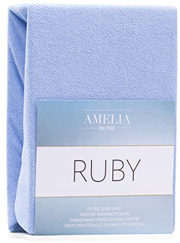 AmeliaHome Spannbettlaken 140x200-160x200 cm Frottee Baumwolle Spannbetttuch, hellblau