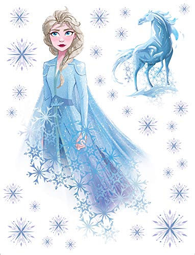 1art1 Die Eiskönigin 2, ELSA The Nokk Water Horse Ice Stars Wand-Tattoo | Deko Wandaufkleber für Wohnzimmer Kinderzimmer Küche Bad Flur | Wandsticker für Tür Wand Möbel/Schrank 85x65 cm