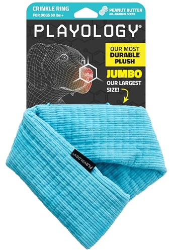 Playology Durable Plush Toy - Crinkle Ring - Jumbo, Peanut Butter Scent