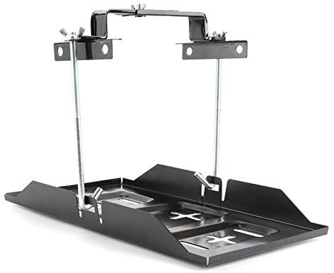 Tenere premuto il morsetto-Vassoio della batteria nero, supporto per batteria di stoccaggio Supporto per vassoio Kit staffa di fissaggio per fissaggio Accessorio per auto(23CM)