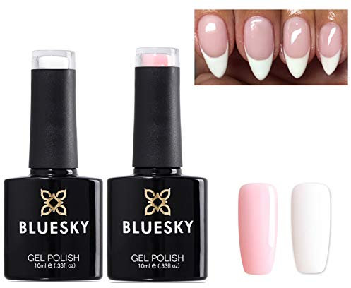 Bluesky GEL POLISH FRENCH MANICURE SET WHITE + MANICURE PINK UV LED Soak Off 2 X 10ML BOTTLES (Requires Drying Under UV/LED Lamp)
