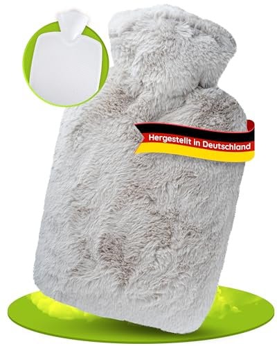 Hugo Frosch Wärmflasche Klassik 1,8 l mit Bezug Langhaar-Flausch Taupe