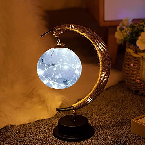 Springlinges Lampada a LED a forma di luna, a forma di luna crescente, decorazione natalizia per casa, camera da letto, feste, interni ed esterni, idea regalo