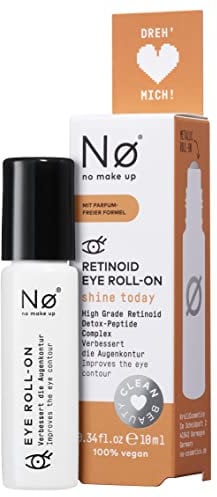 Nø Cosmetics shine today Retinoid Augen Roll On, 10 ml, mindert Mimikfältchen, Tränensäcke und dunkle Augenringe – Frischekick für müde Augen - mit besonders verträglichem Retinoid