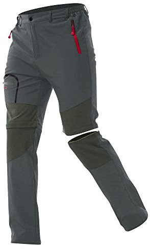 ZOEREA Wanderhose Herren Convertible Shorts Schnelltrocknend Outdoorhose Leichtgewicht Draussen Klettern Gehende Reiten Funktionshose (M, Grau)