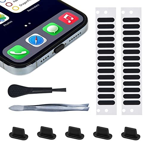 iPhone-Lautsprecherabdeckung mit Anti-Staub-Steckern, staubdichte Netzaufkleber für iPhone 14/13/12 Serie, Pro/Pro Max/Mini-Modelle, Anti-Staub-Set mit Pinzette, 5 Stück