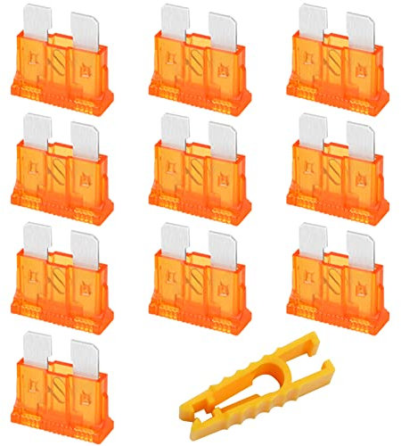 JatilEr 10 Piezas Fusibles Coche, Fusibles 12v Estándar 5A, Fusibles para Coche con 1 Extractor de Fusibles para Coche/Camper/Camión/Moto/Barco
