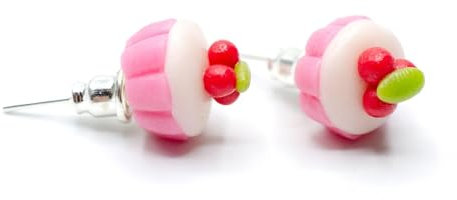 Miniblings Cupcake Kuchen Ohrstecker Törtchen Torte Muffin Küchlein ROSA mit Kirschen - Handmade Modeschmuck I Ohrringe Stecker Ohrschmuck