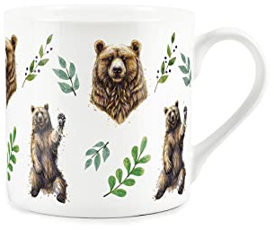 Purely Home Wild Grizzly Brown Bears - Fine Bone China White Mug Coffee/Tea Present Gift for Animal Lovers