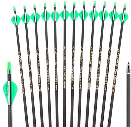 ACCMOS ID 6,2 mm Jagdpfeil Spine 800 Carbon Pfeile Länge 26 Zoll für Recurve Bogen Compound Bögen Bogenschießen 12St (Spine 800, 26inch)