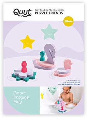 QUUT Puzzle Friends Feenteich - Innovatives Babyspielzeug für die Badewanne ab 10 Monaten, Fördert Motorik und Kreativität, Sicher & Schimmelresistent, Geburt