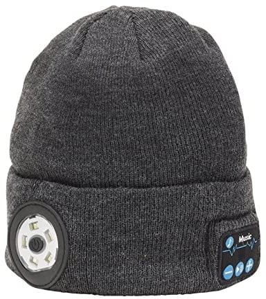 Draper 28351 Smart Wireless Rechargeable Beanie with LED Head Torch and USB Charging Cable, Grey, One Size
